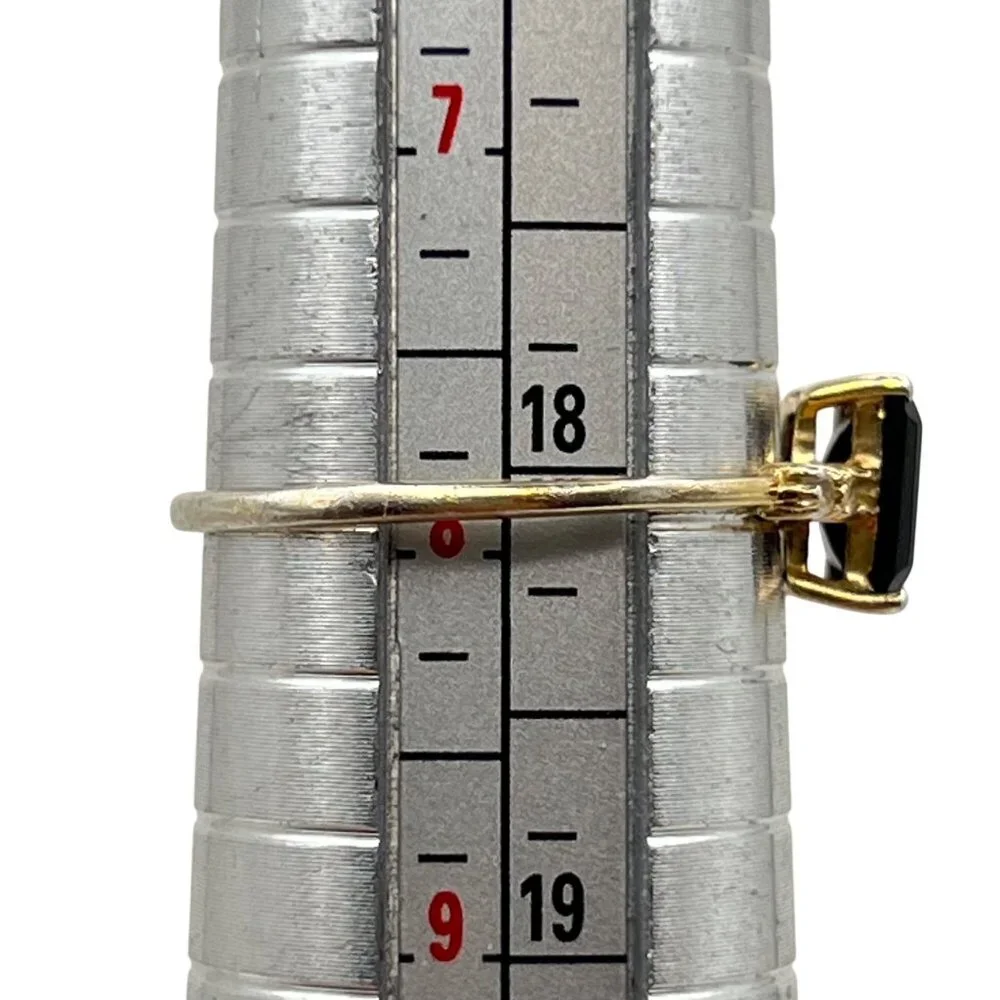 Sterling Silver Vermeil Ring Black Onyx CZ Sz 8 Signed 925 YS India Dainty 1.08g - Picture 9 of 13